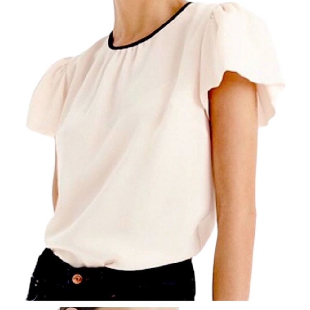 🎉host pick 🎉 jCrew drapey crepe cap-sleeve in champagne with black detail